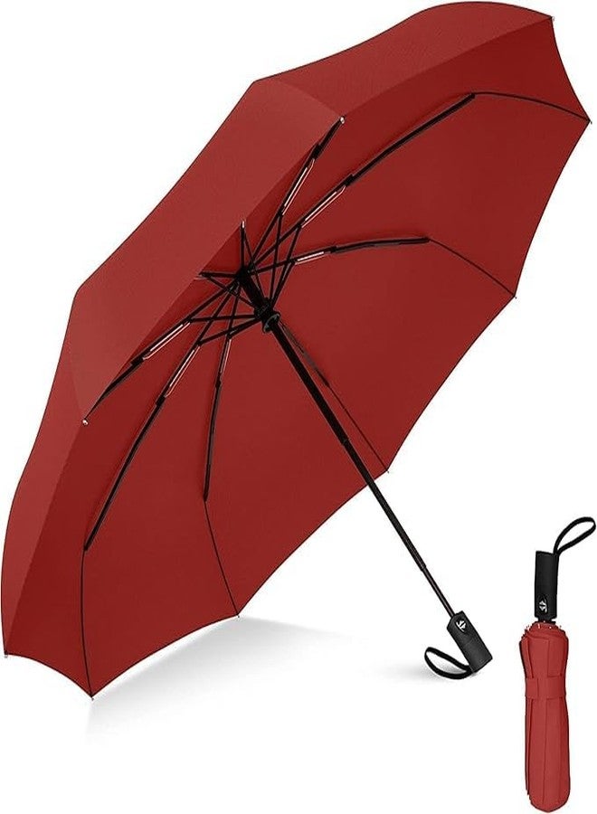 Feinerman Portable Automatic Open Close Umbrella for Men and Women, Windproof Travel Umbrella for Heavy Rain & Sun, Big Size Umbrella for Girls with UV Protection, Compact Car Folding Umbrella (Red) - Image 1